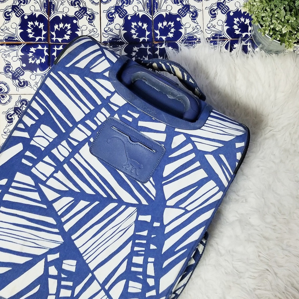 KIPLING blue and white striped carry-on bag - Picture 2 of 3